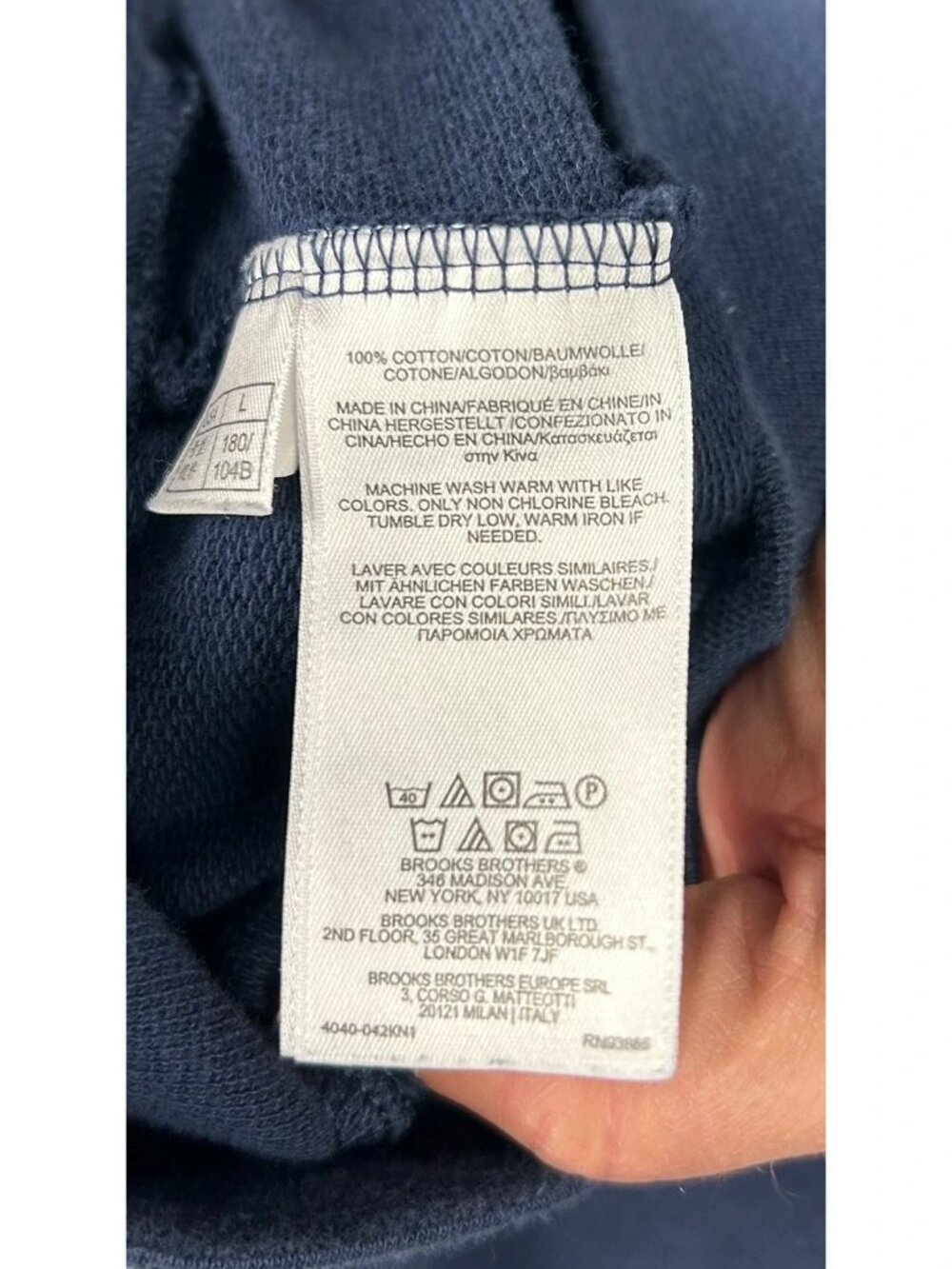 Brooks Brothers Sweatshirt Mens L Navy Blue Cotton 1/4-Zip Mock Neck Long Sleeve - Picture 8 of 11